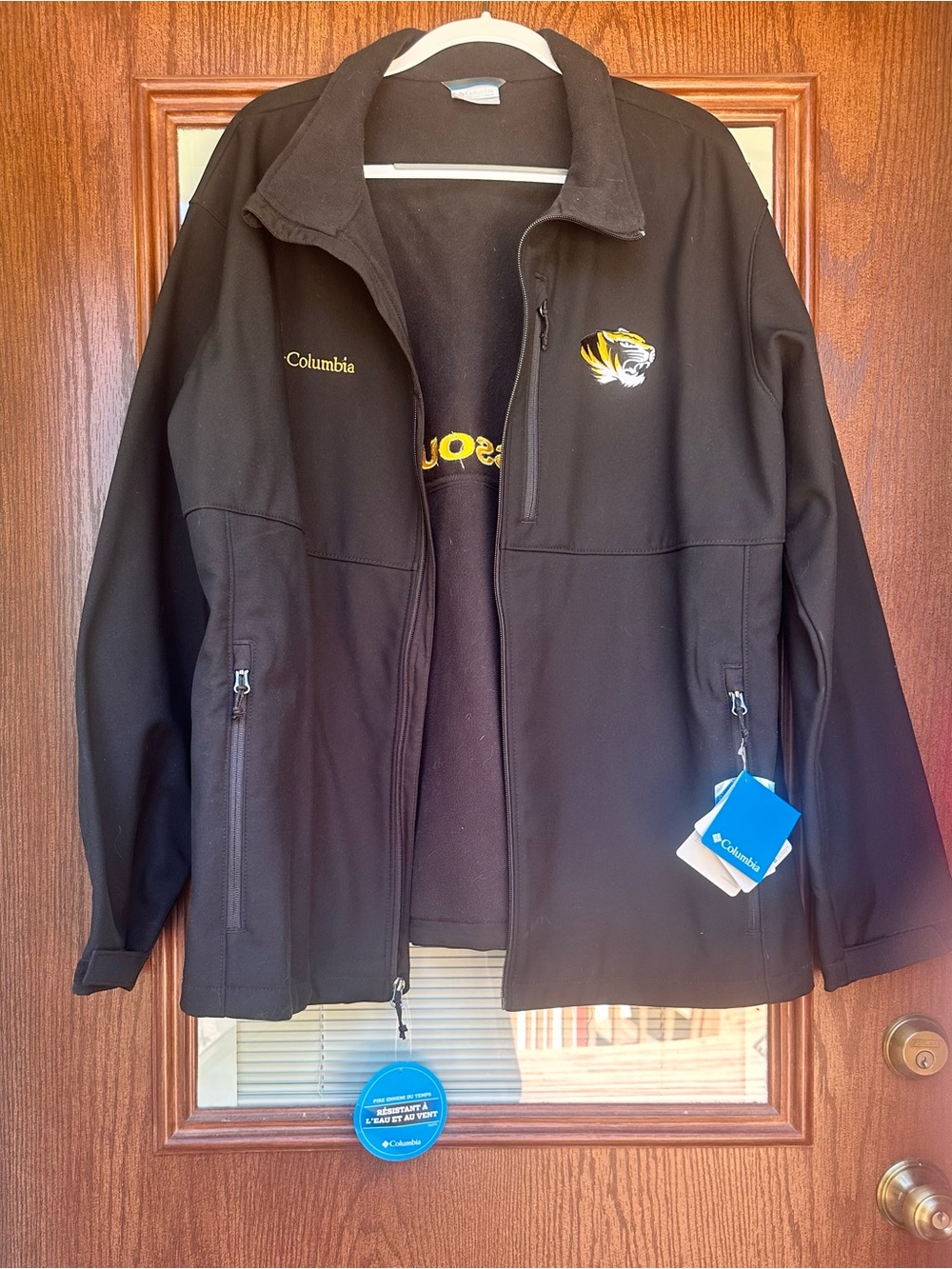 Columbia Kids Black Softshell Jacket with Yellow Team Accent
